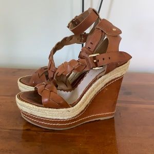 Braided Wedge Leather Sandals